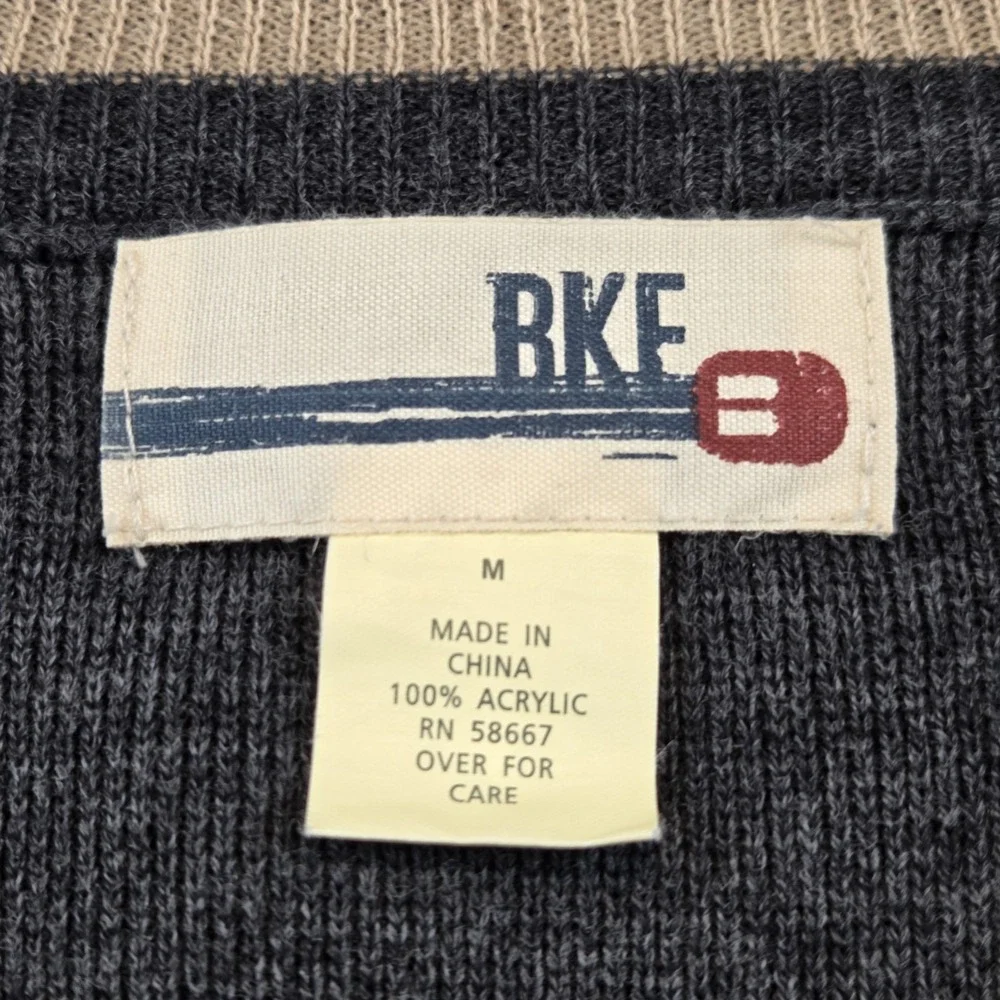 BKE Gray Full Zip Up Cardigan Sweater Men's‎ Medium Grandpacore Preppy Retro
